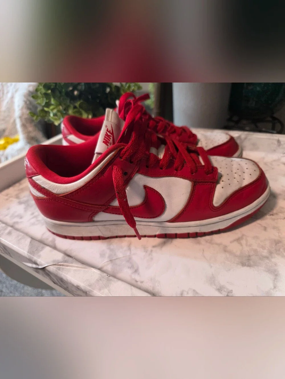 Nike Dunk Low-style Men's 7.5  Red & White Sneakers